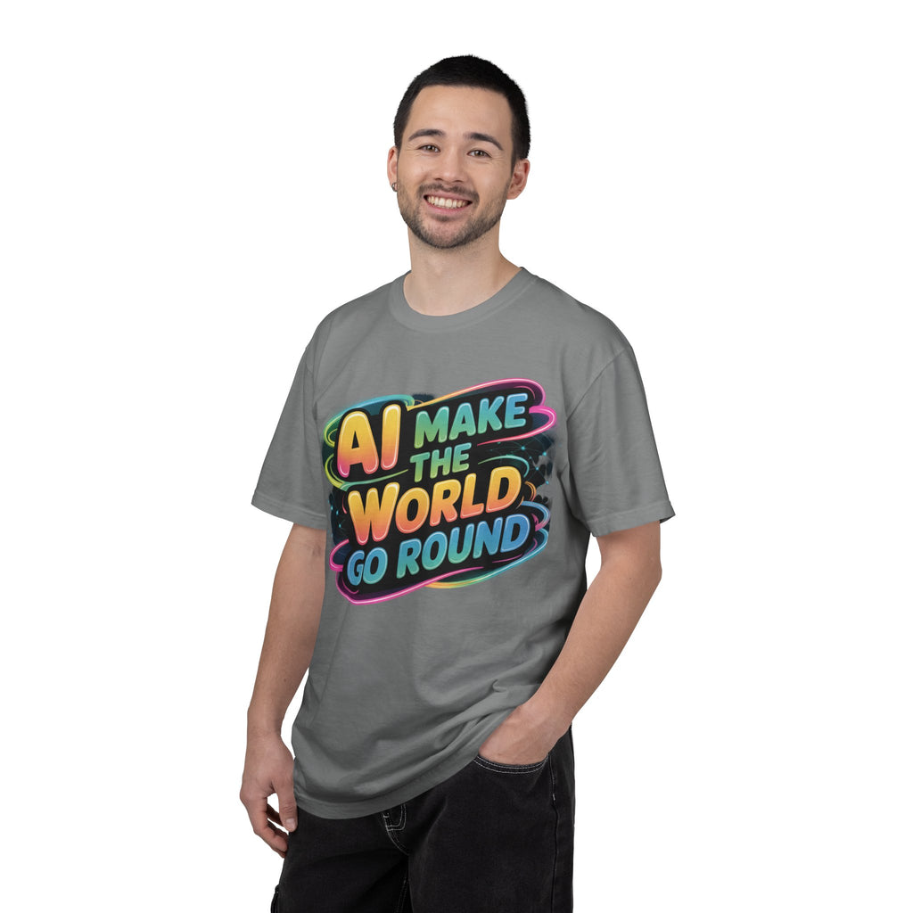AI MAKE THE WORLD GO ROUND  "Techno Orbit" Unisex Garment-Dyed T-shirt