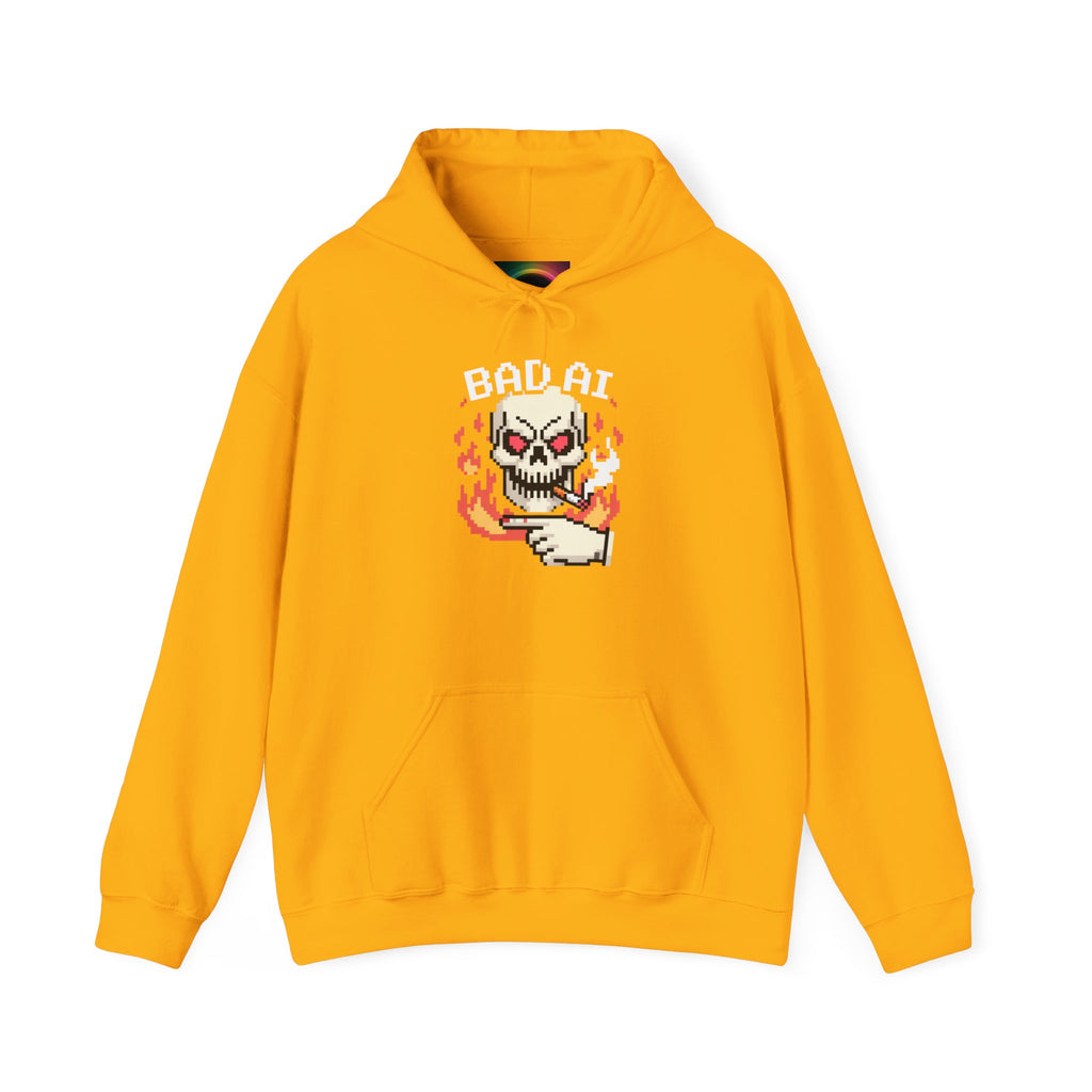 Bad AI Skull Hoodie — "CYBER BONE COMMAND"Hooded Sweatshirt