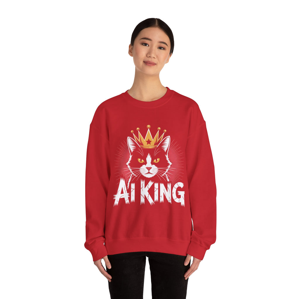 AI King  "Glitch Monarch" Unisex Heavy Blend™ Crewneck Sweatshirt