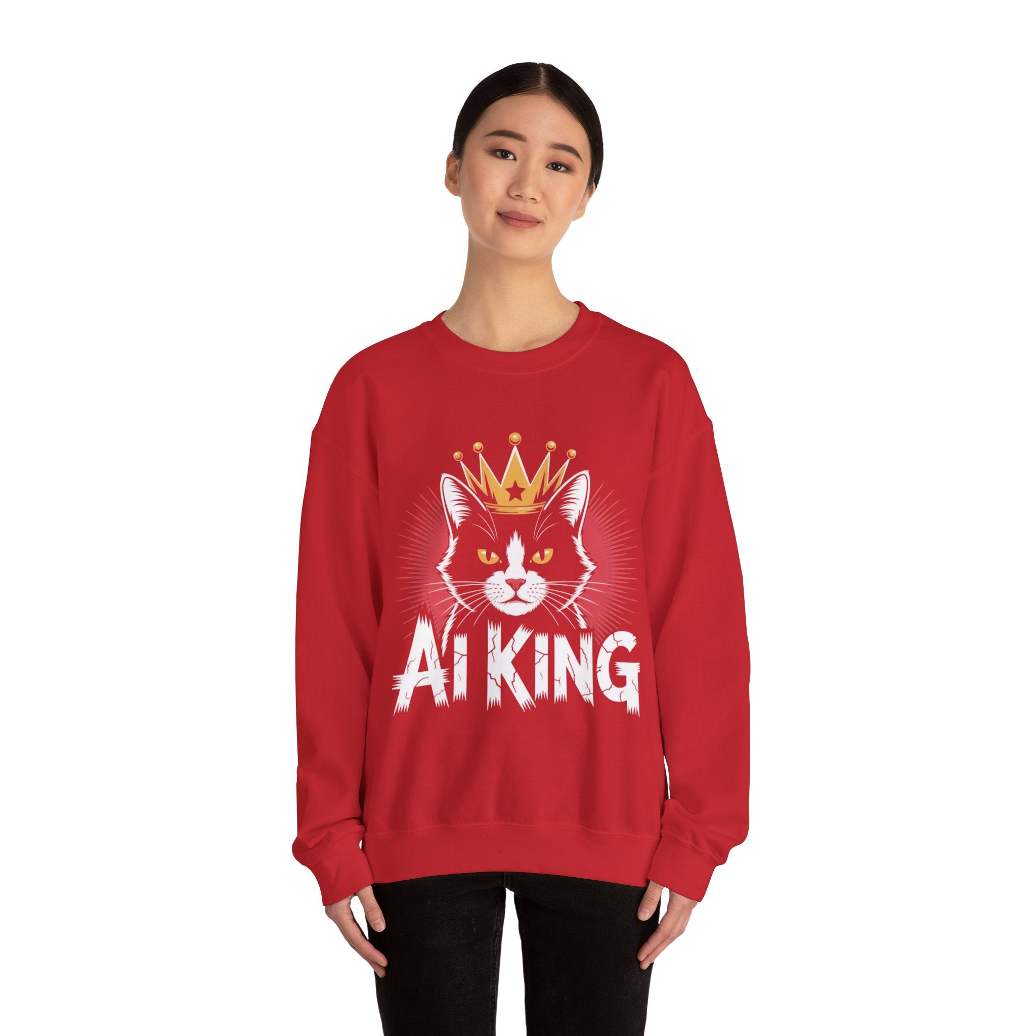 AI King  "Glitch Monarch" Unisex Heavy Blend™ Crewneck Sweatshirt