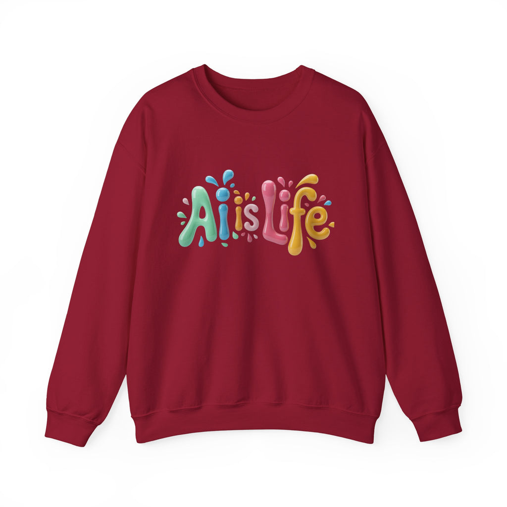 AI IS LIFE  “Colorful Circuit Pop”  Unisex Heavy Blend™ Crewneck Sweatshirt