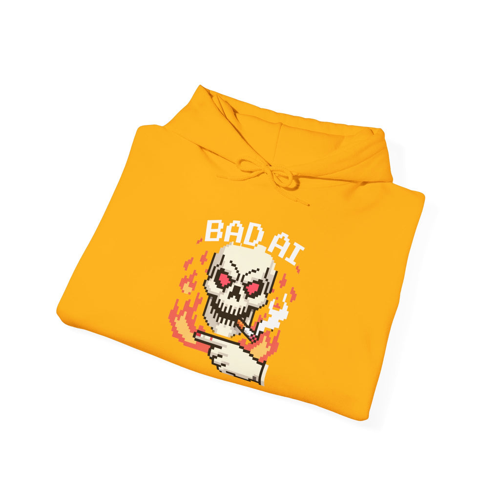 Bad AI Skull Hoodie — "CYBER BONE COMMAND"Hooded Sweatshirt