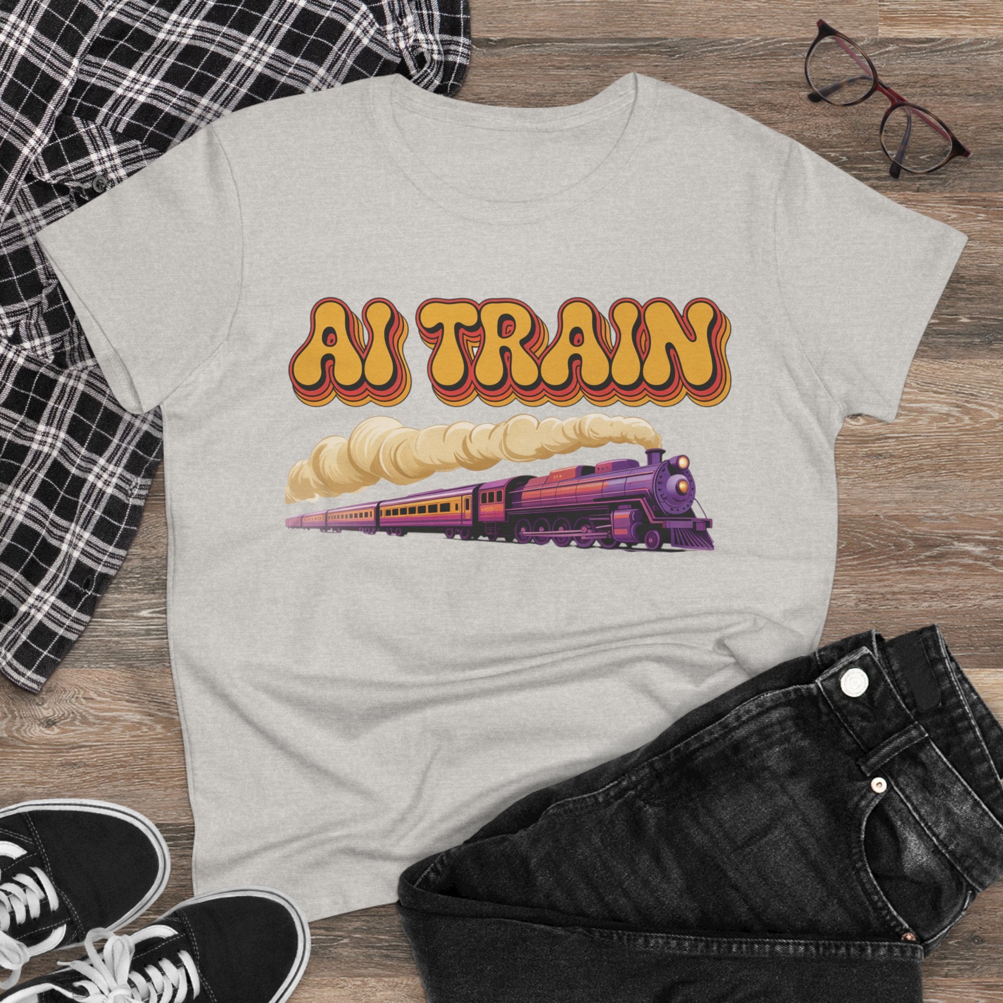 AI TRAIN  "Quantum Rail System" Women's Midweight Cotton Tee
