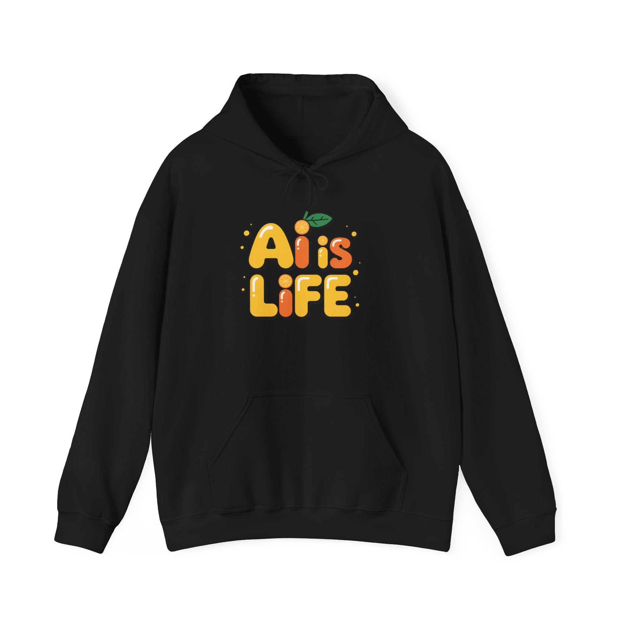 2. AI is LIFE  "Orange Overclock" Unisex Heavy Blend™ Hooded Sweatshirt
