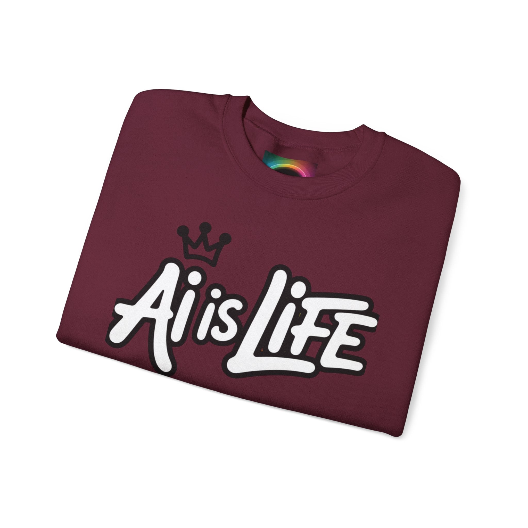 Ai is Life "CROWNED CURSIVE"— Streetwear Crewneck Sweatshirt