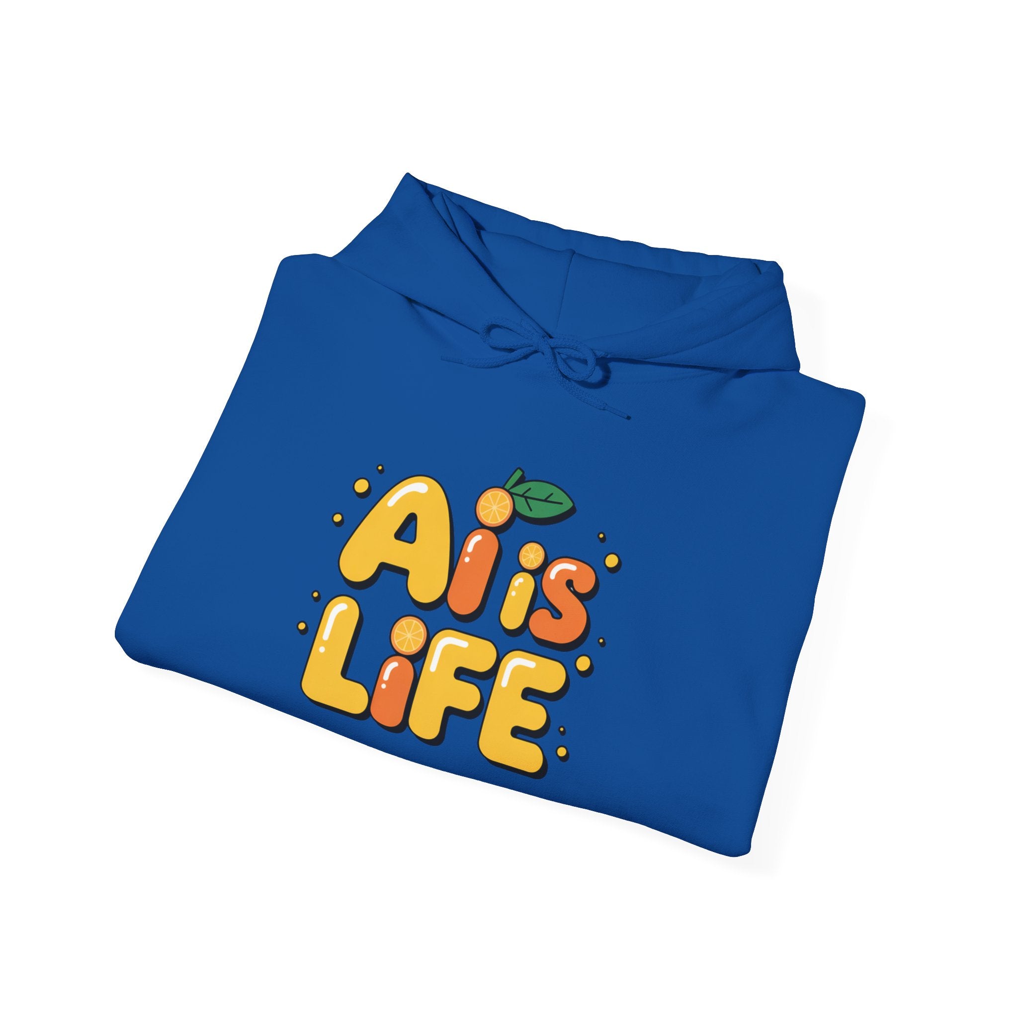 2. AI is LIFE  "Orange Overclock" Unisex Heavy Blend™ Hooded Sweatshirt