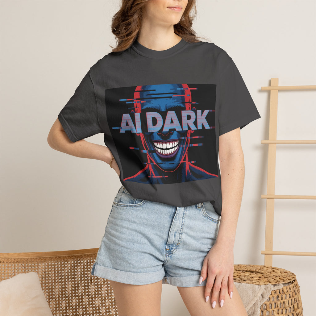AI DARK " Deepcore Distortion — Cyberpunk Smiling Skull Tee