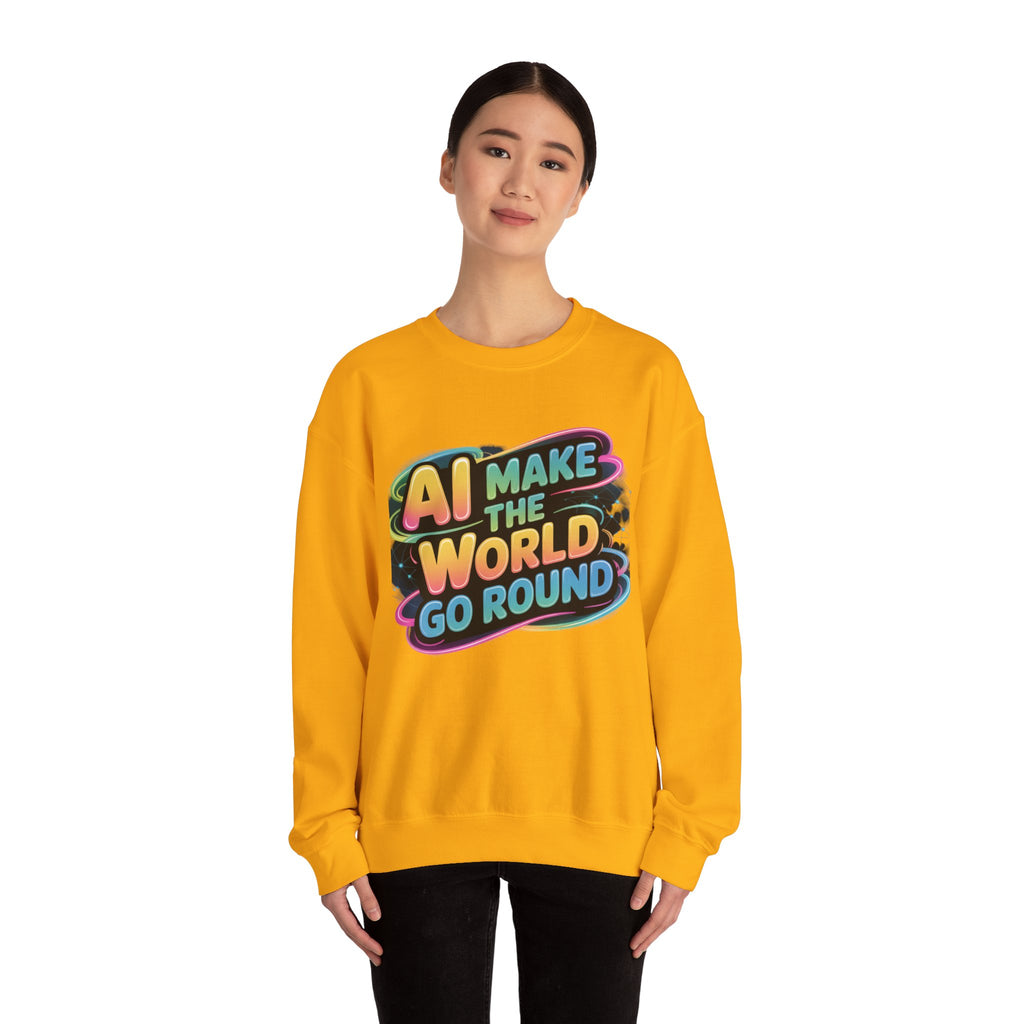 AI MAKE THE WORLD GO ROUND  "Techno Orbit"  Heavy Blend™ Crewneck Sweatshirt