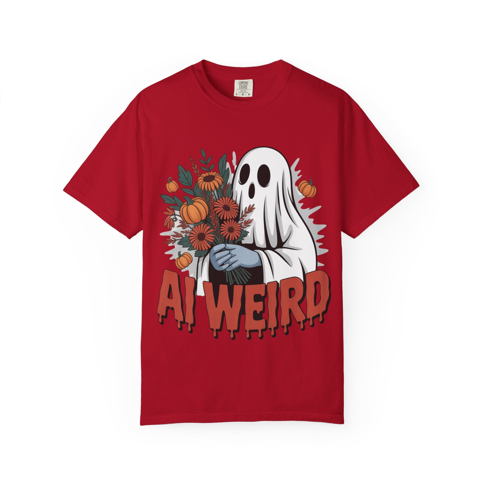 AI WEIRD "Glitch Garden Ghost" Unisex Garment-Dyed T-shirt