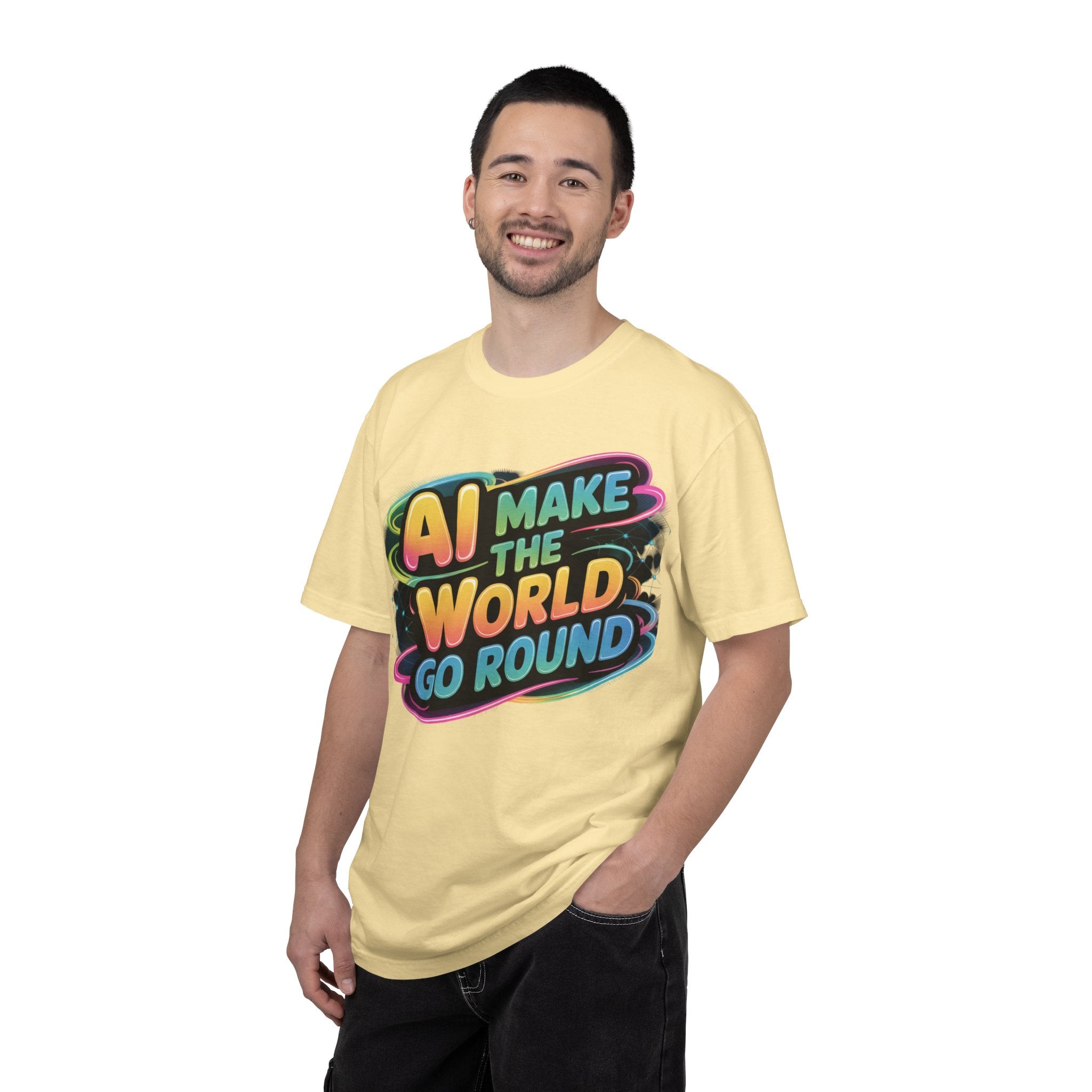 AI MAKE THE WORLD GO ROUND  "Techno Orbit" Unisex Garment-Dyed T-shirt