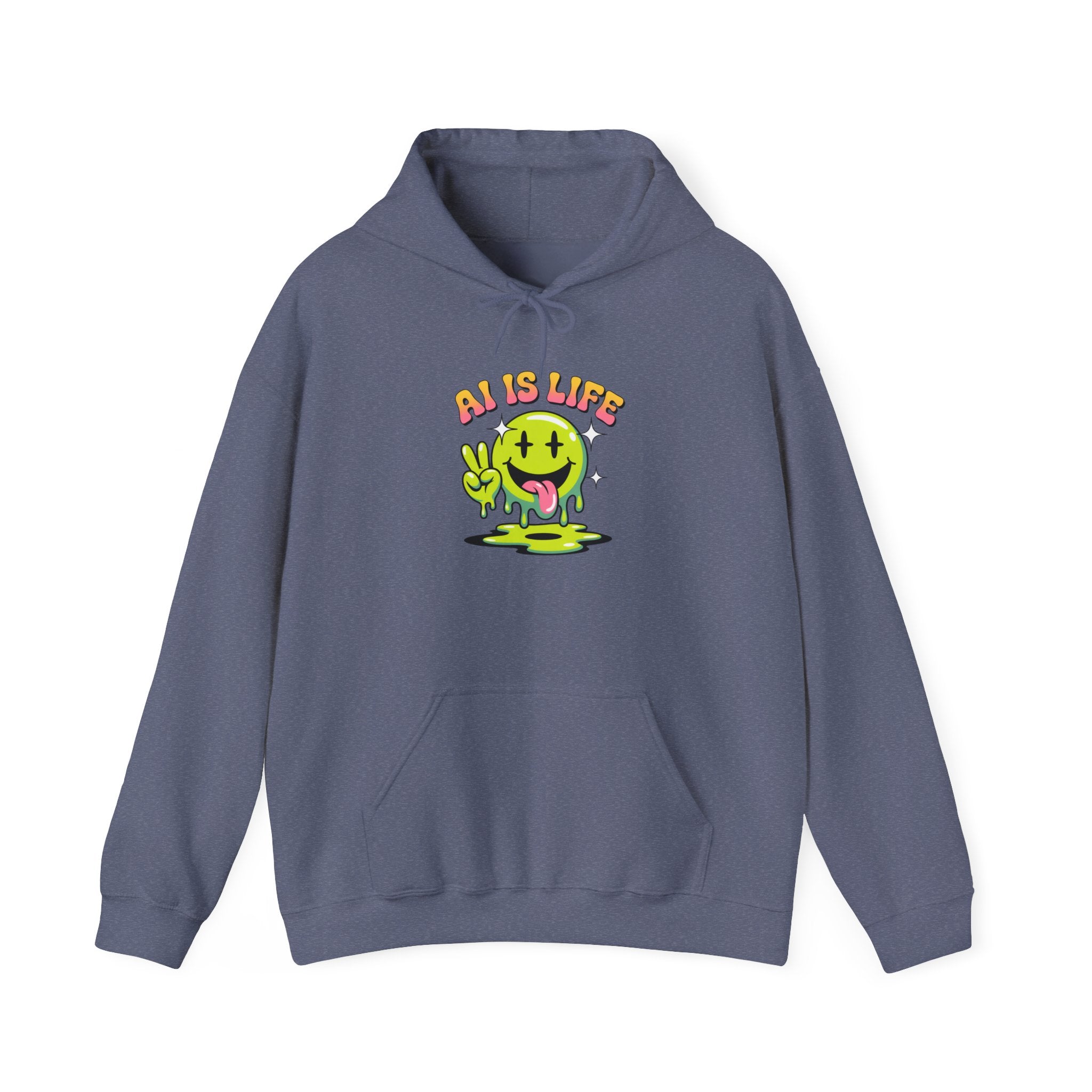 AI IS LIFE  " Happy Glitch "  Unisex Heavy Blend™ Hooded Sweatshirt