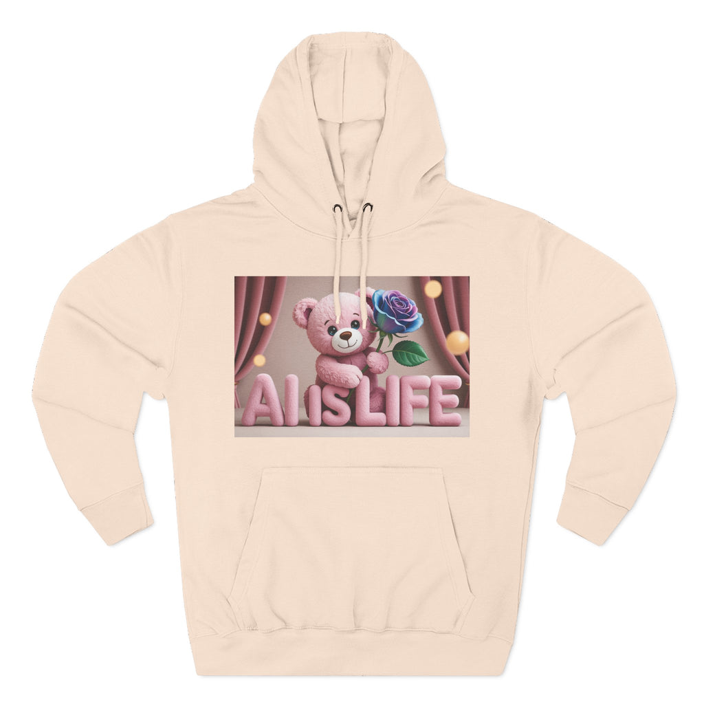 AI IS LIFE  "CUTE CIRCUIT" Three-Panel Fleece Hoodie