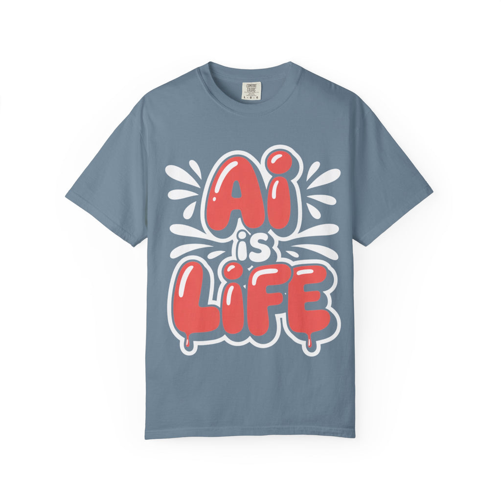 AI IS LIFE  " Neural Pop " Unisex Garment-Dyed T-shirt