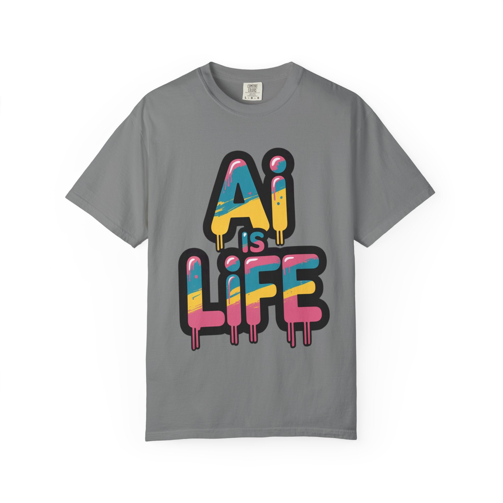 AI IS LIFE  " Neon Circuit " Unisex Garment-Dyed T-shirt