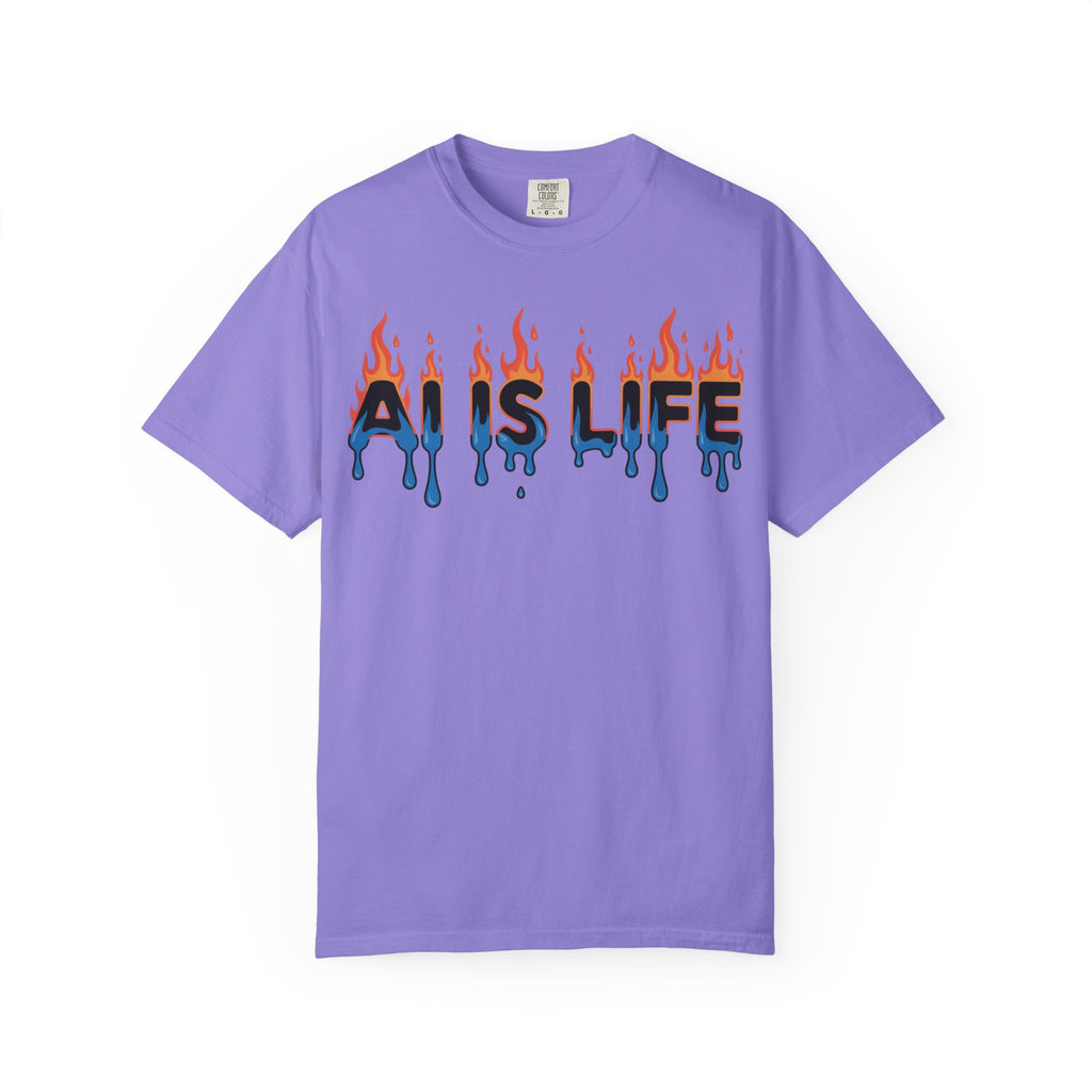 AI IS LIFE – “AI MELTDOWN” Unisex Garment-Dyed T-shirt