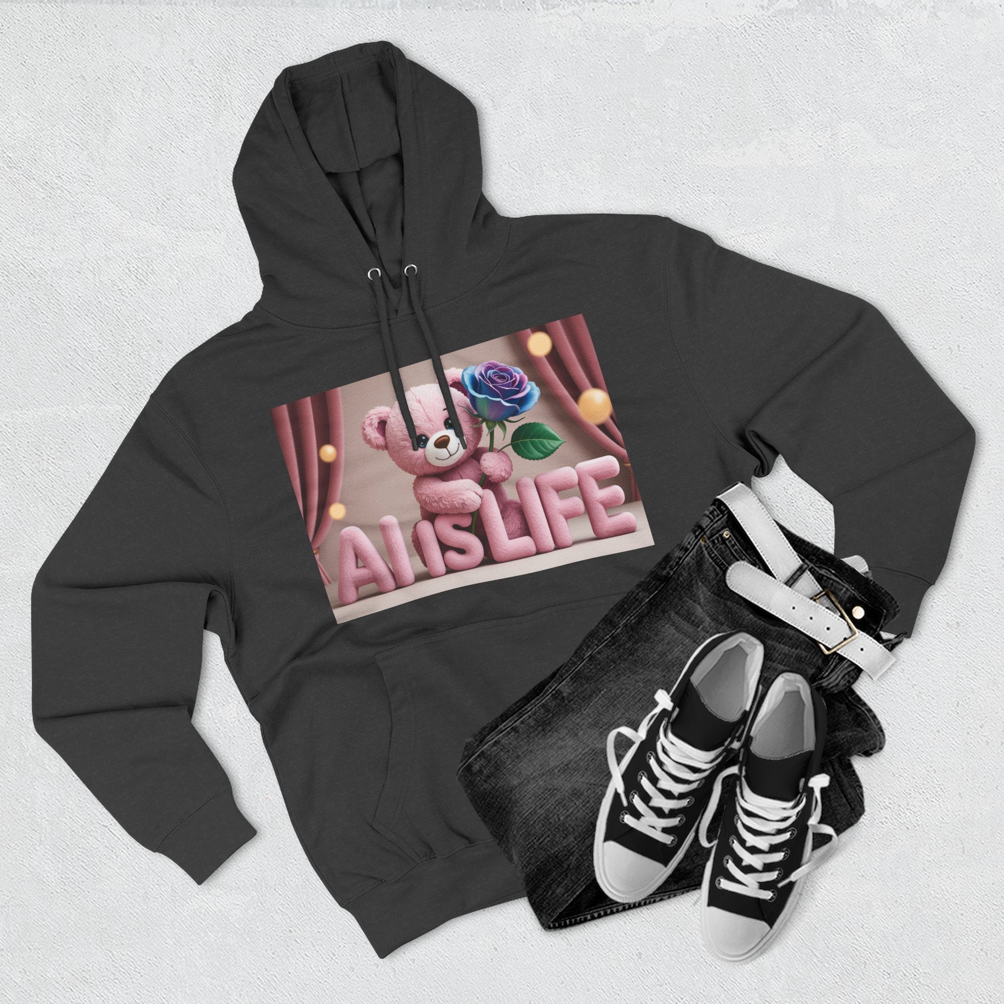 AI IS LIFE  "CUTE CIRCUIT" Three-Panel Fleece Hoodie