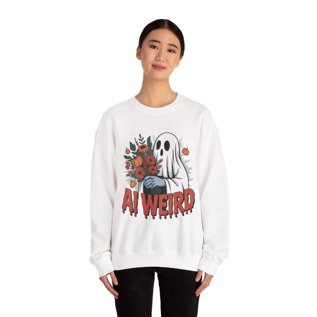 AI Weird "Glitch Garden  Ghost" Unisex Garment-Dyed Sweatshirt