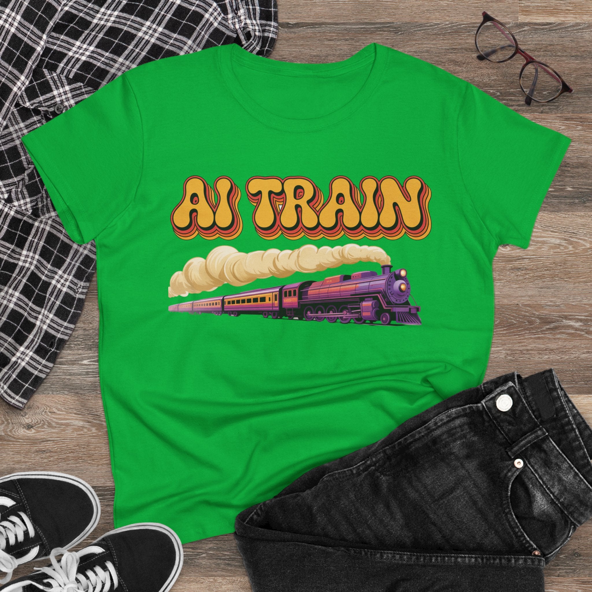 AI TRAIN  "Quantum Rail System" Women's Midweight Cotton Tee