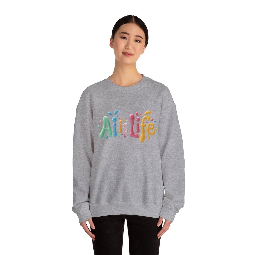 AI IS LIFE  “Colorful Circuit Pop”  Unisex Heavy Blend™ Crewneck Sweatshirt