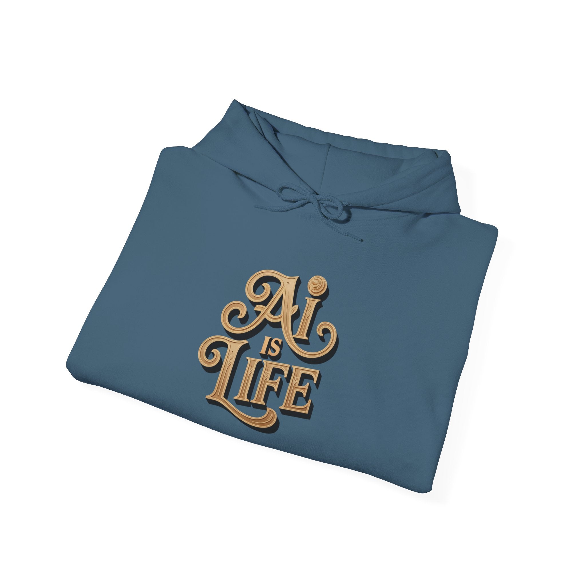 AI IS LIFE  "Golden Neuralwave"  Unisex Heavy Blend™ Hooded Sweatshirt