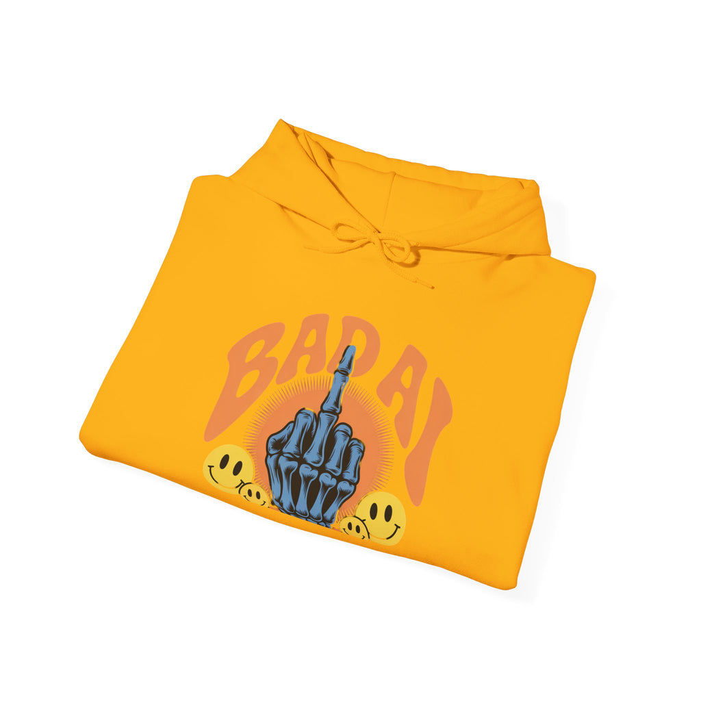 Bad Day Middle Finger Hoodie – Retro Skull Hand Graphic Sweatshirt