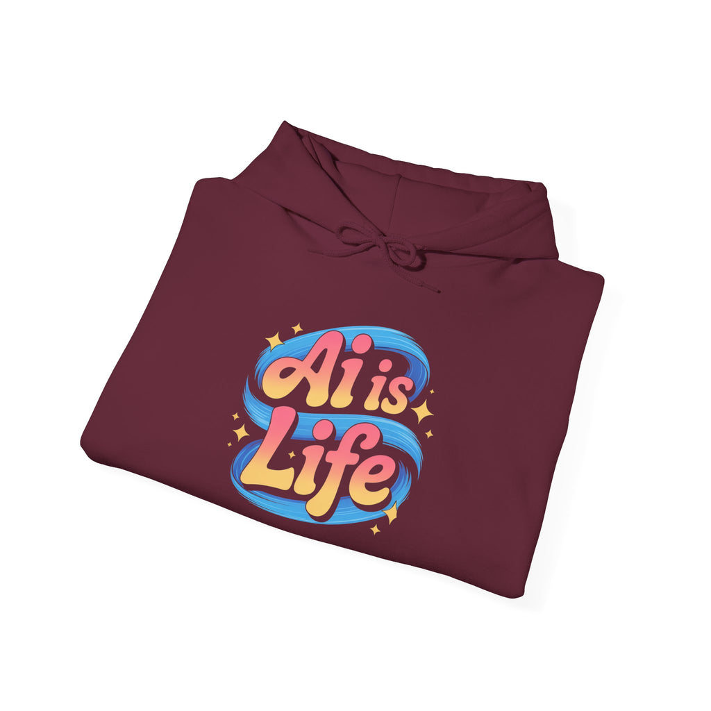 AI is Life "COSMIC SWIRL" — Retro Colorful Graphic Pullover Hoodie