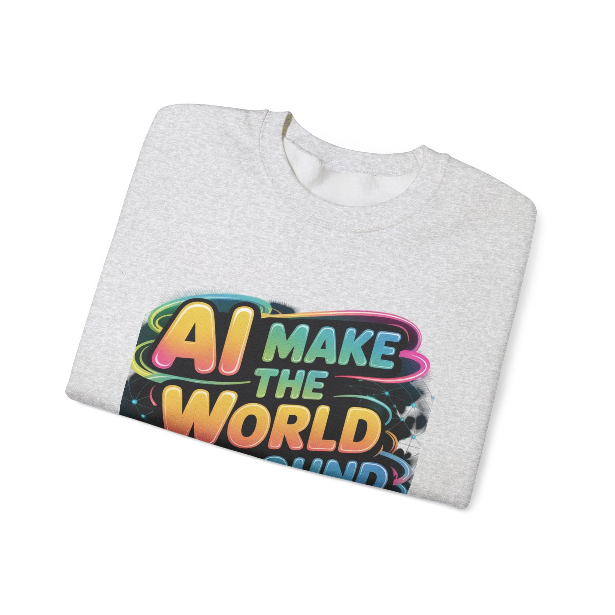 AI MAKE THE WORLD GO ROUND  "Techno Orbit"  Heavy Blend™ Crewneck Sweatshirt