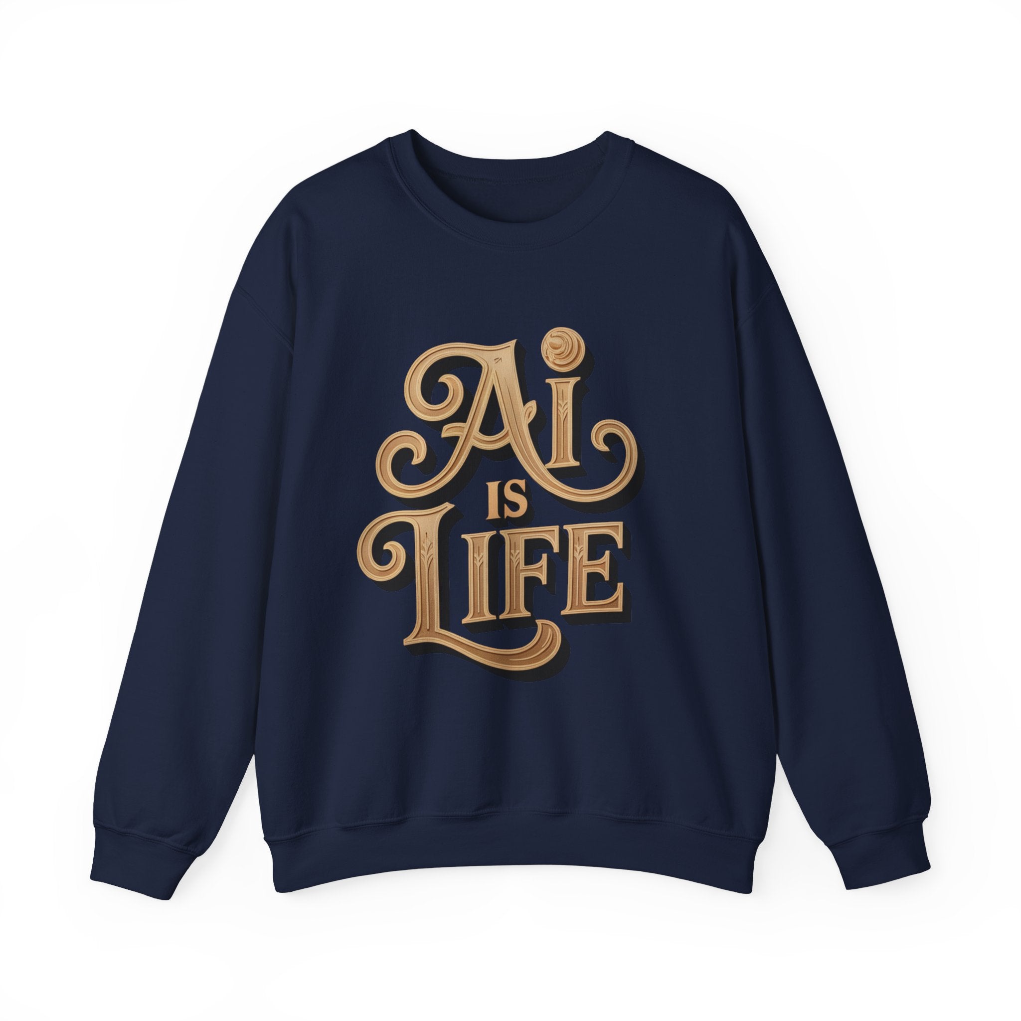 AI IS LIFE  "Golden Neuralwave"  Unisex Heavy Blend™ Crewneck Sweatshirt