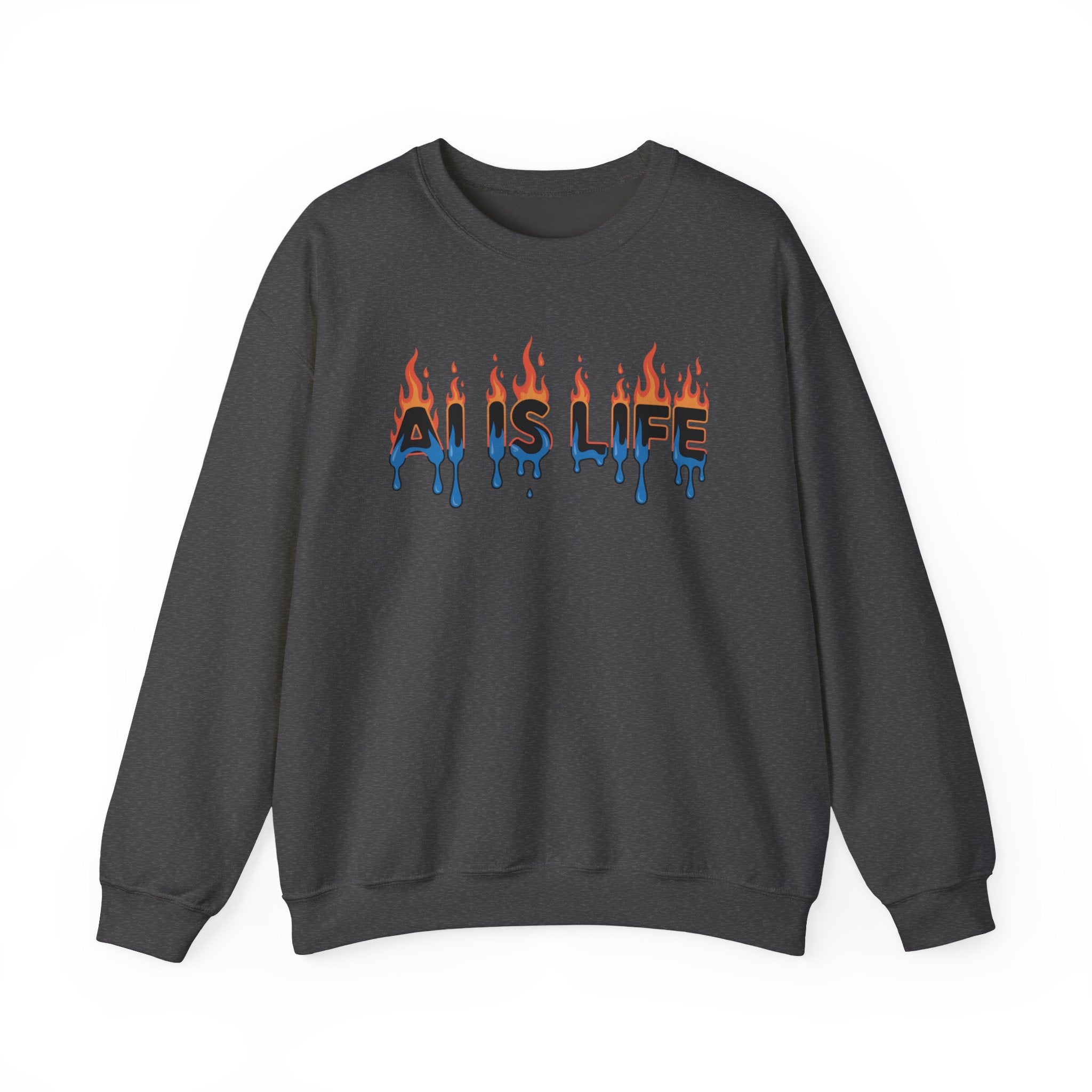 AI IS LIFE – “AI MELTDOWN” Unisex Heavy Blend™ Crewneck Sweatshirt