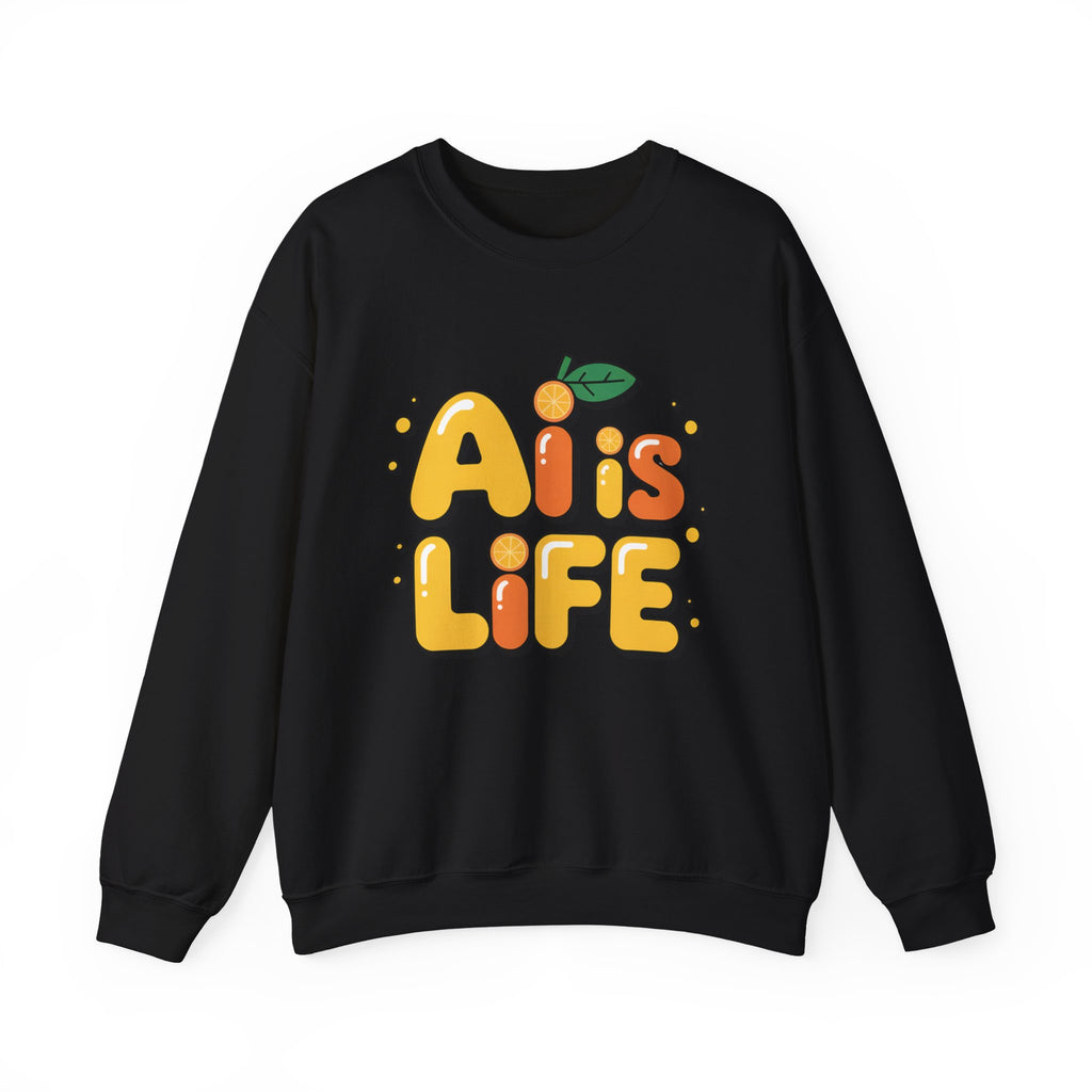 AI is LIFE  "Orange Overclock" Unisex Heavy Blend™ Crewneck Sweatshirt
