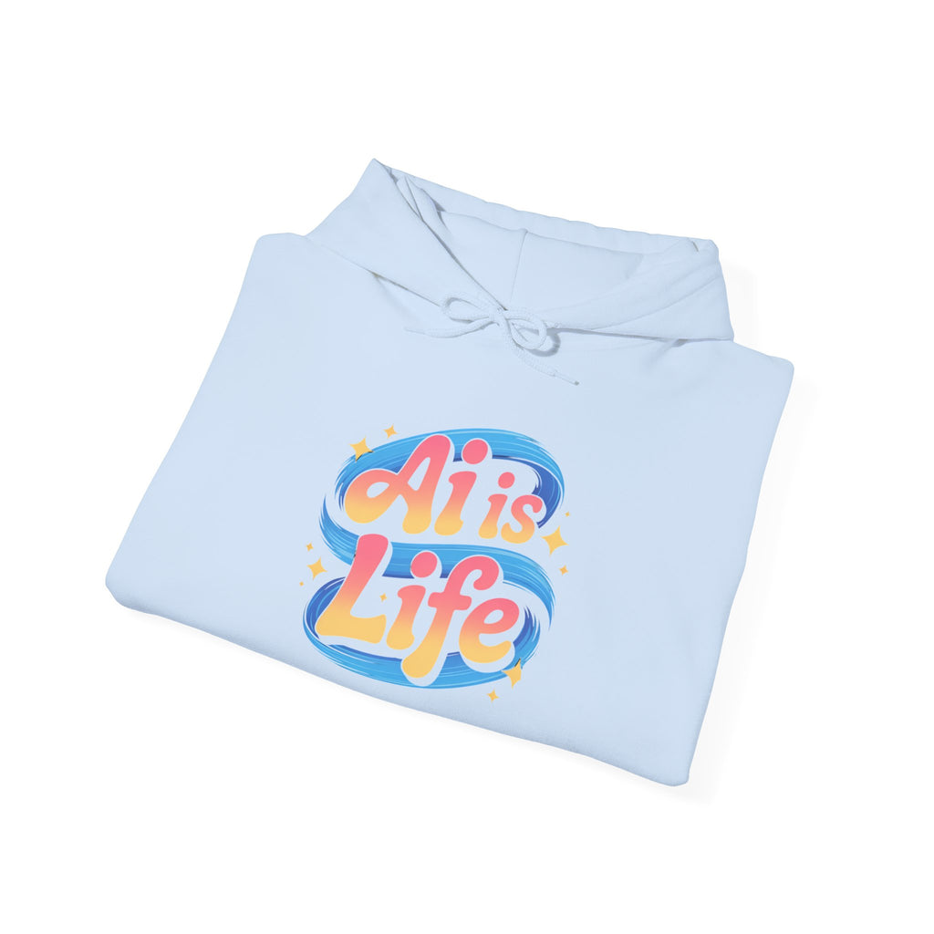 AI is Life "COSMIC SWIRL" — Retro Colorful Graphic Pullover Hoodie