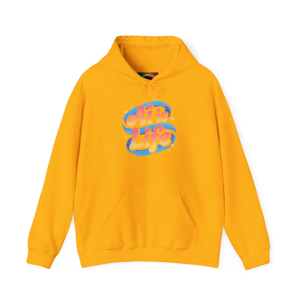 AI is Life "COSMIC SWIRL" — Retro Colorful Graphic Pullover Hoodie