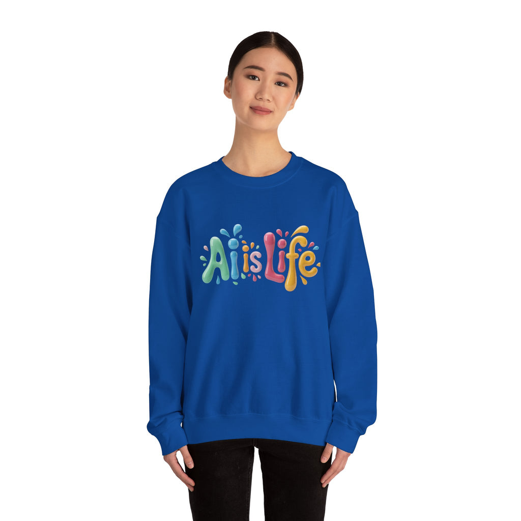 AI IS LIFE  “Colorful Circuit Pop”  Unisex Heavy Blend™ Crewneck Sweatshirt