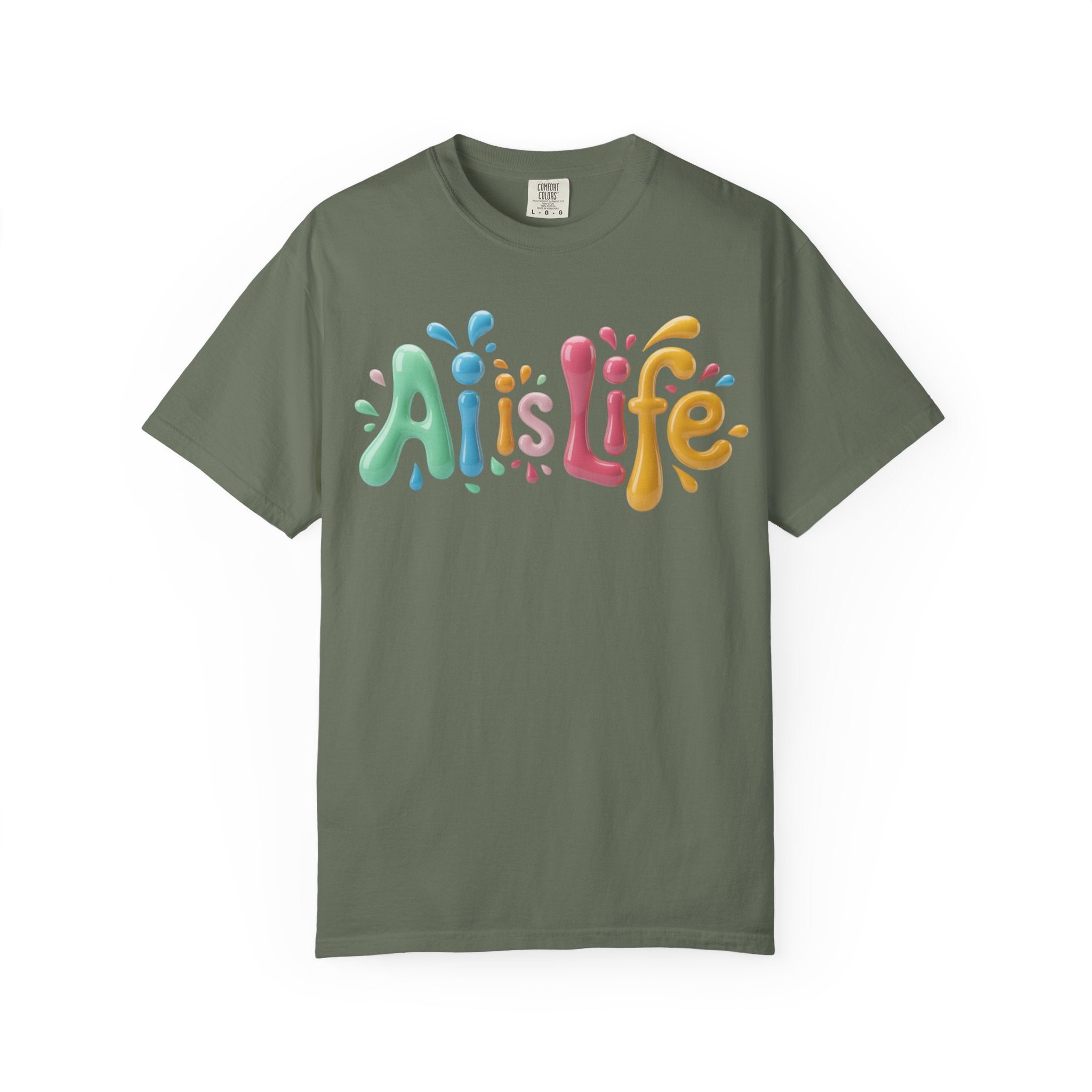 AI IS LIFE  “Colorful Circuit Pop”  Unisex Garment-Dyed T-shirt