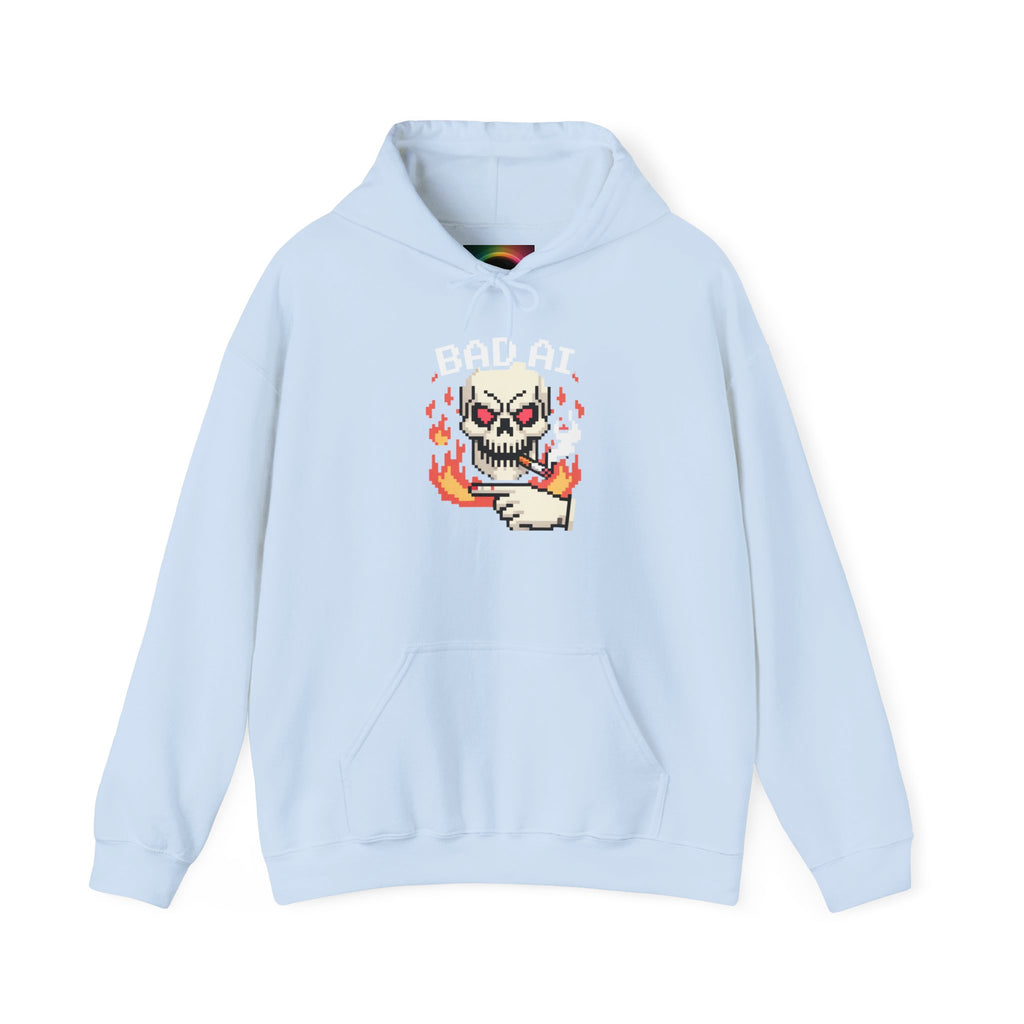 Bad AI Skull Hoodie — "CYBER BONE COMMAND"Hooded Sweatshirt