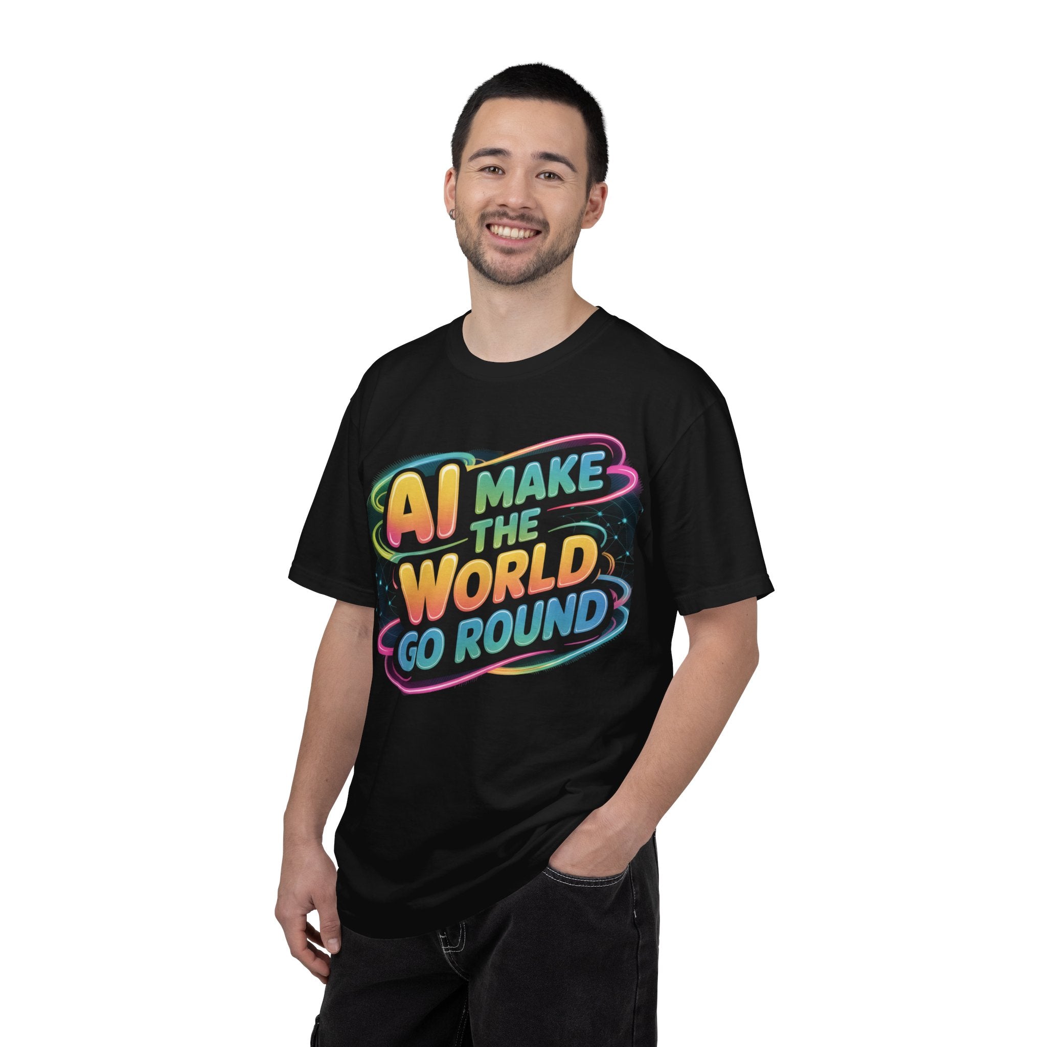 AI MAKE THE WORLD GO ROUND  "Techno Orbit" Unisex Garment-Dyed T-shirt