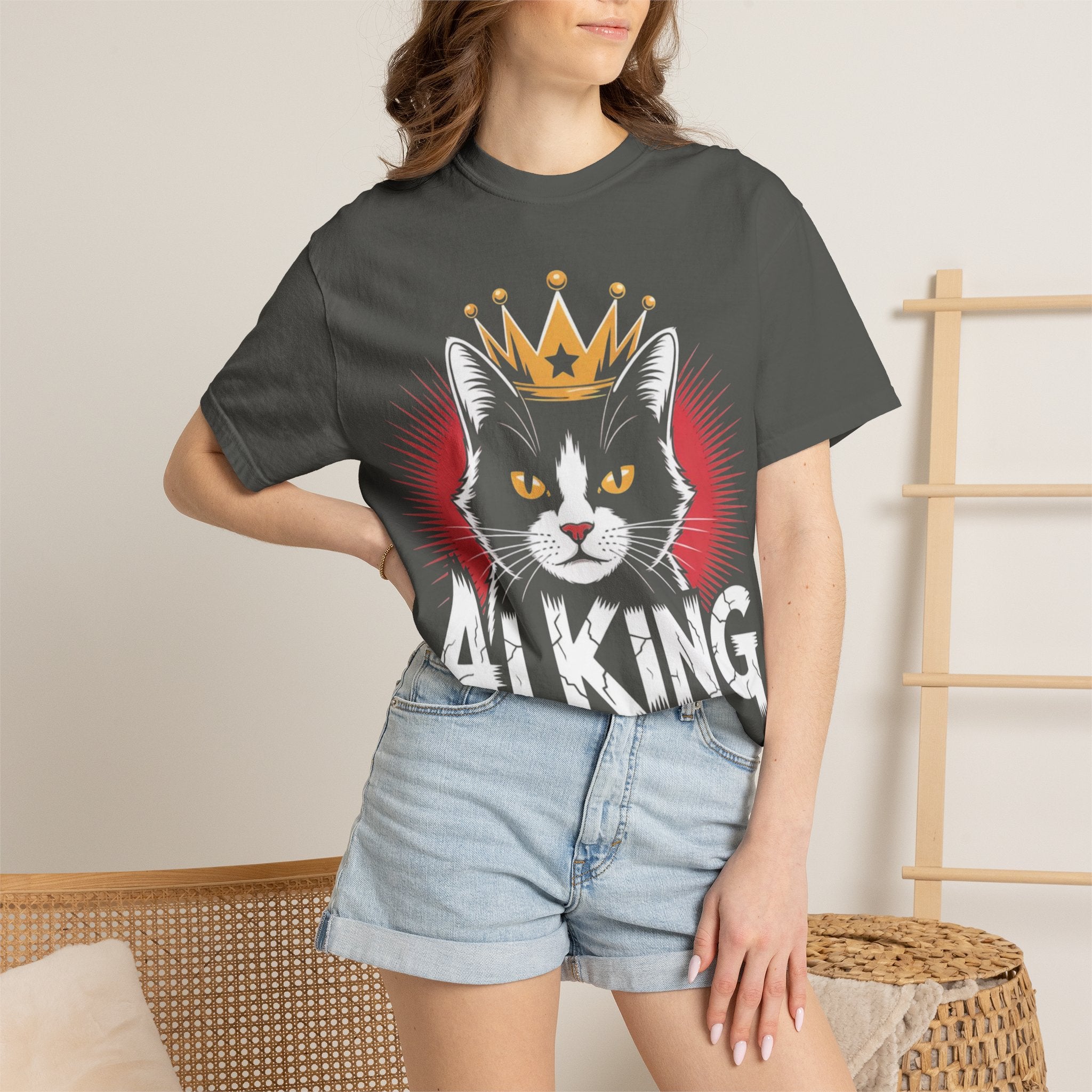 AI king ""Glitch Monarch"" Garment-Dyed T-shirt (Men)