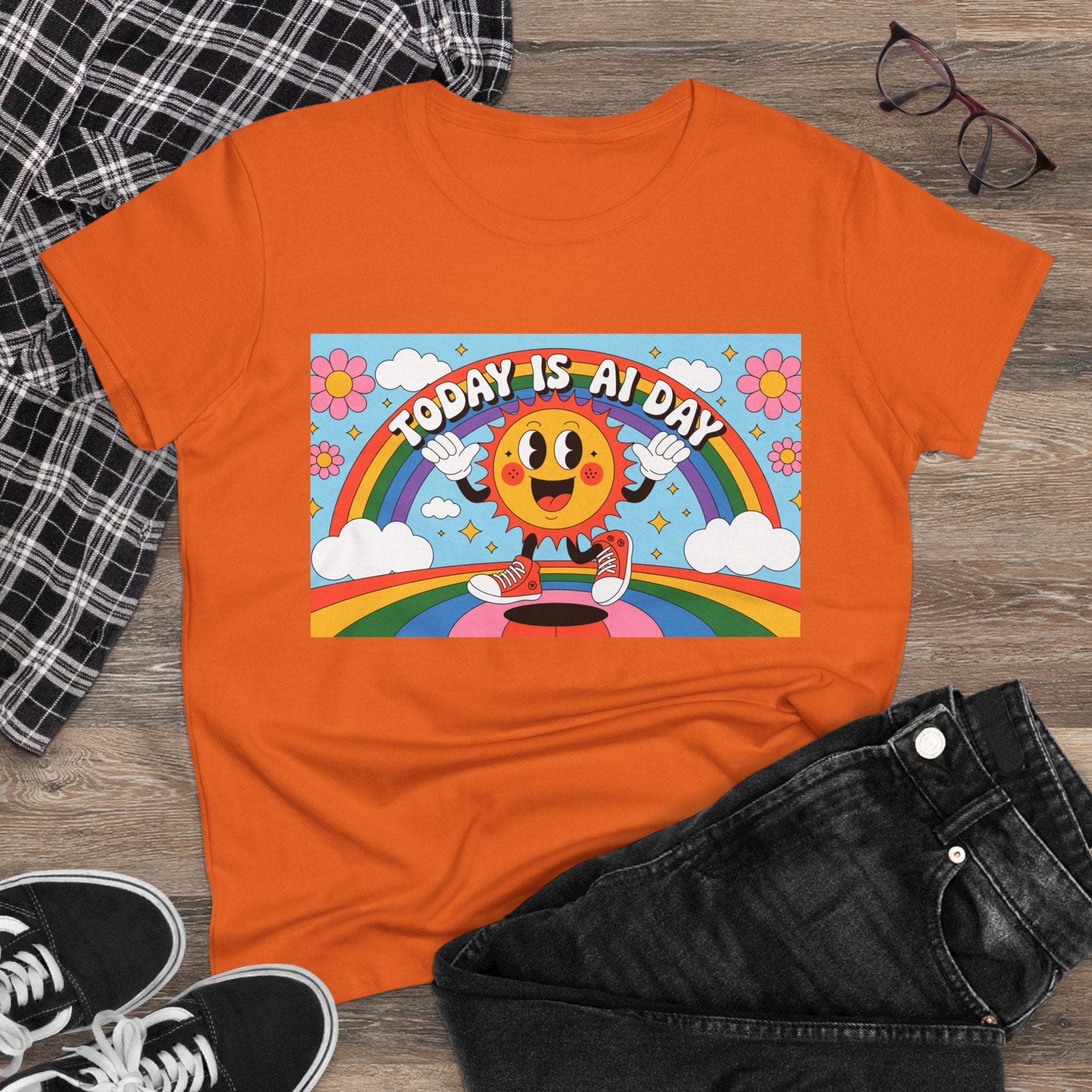 Today Is AI Day  "Sunshine Circuit" Women's Midweight Cotton Tee