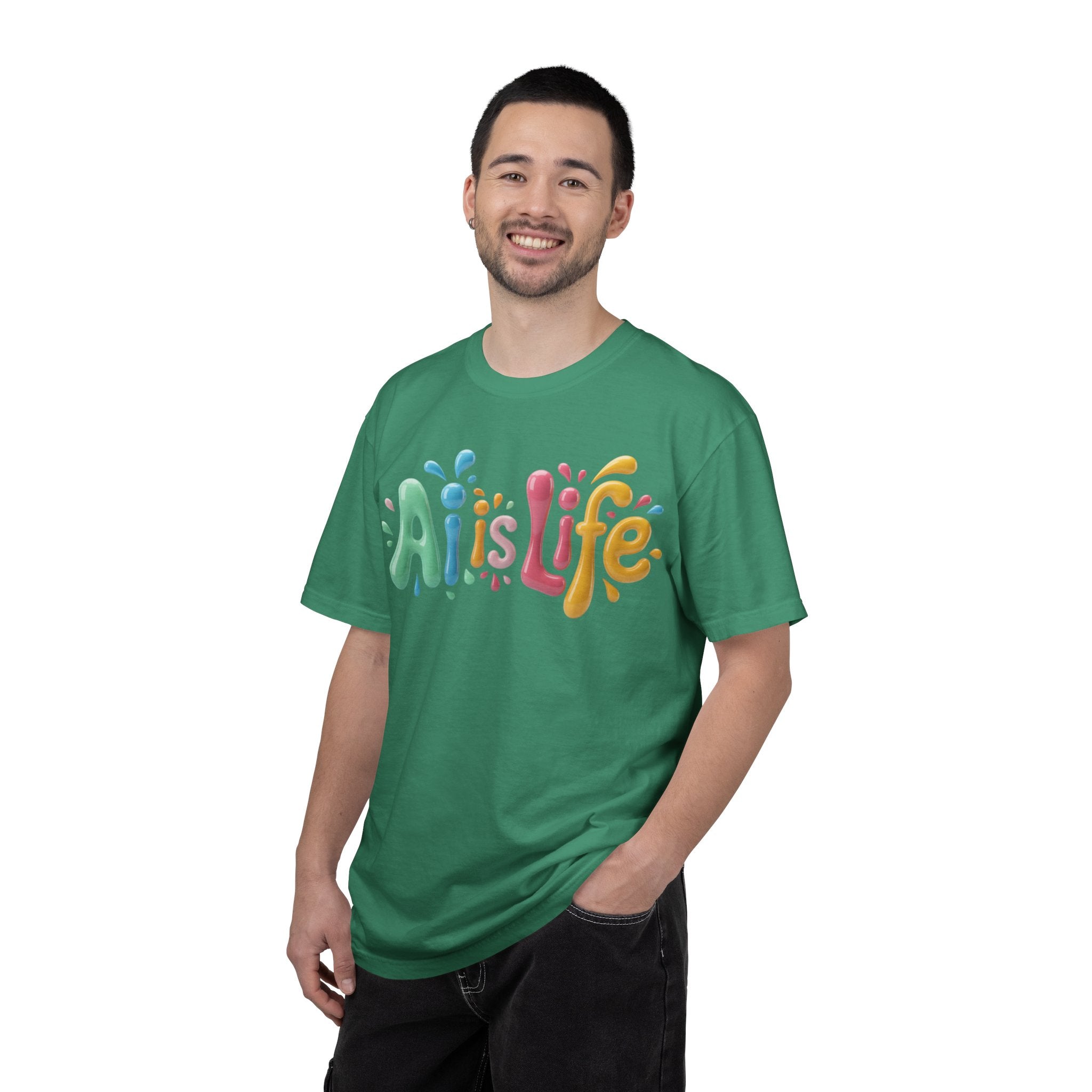 AI IS LIFE  “Colorful Circuit Pop”  Unisex Garment-Dyed T-shirt
