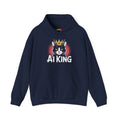 AI King Hoodie ""Glitch Monarch"" Cute Crowned Cat Graphic Pullover