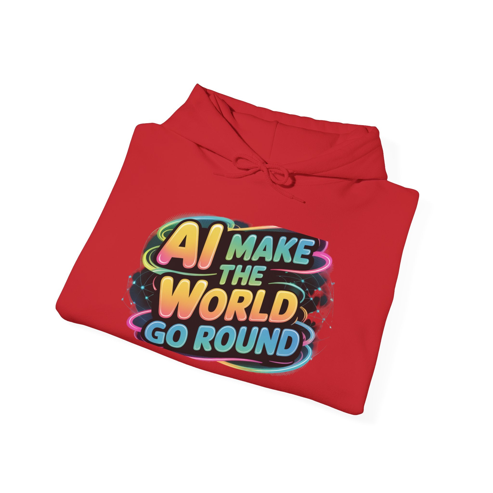 AI MAKE THE WORLD GO ROUND  "Techno Orbit" Unisex Heavy Blend™ Hooded Sweatshirt