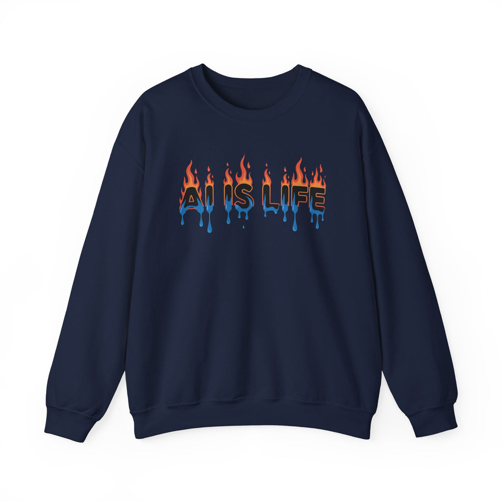 AI IS LIFE – “AI MELTDOWN” Unisex Heavy Blend™ Crewneck Sweatshirt