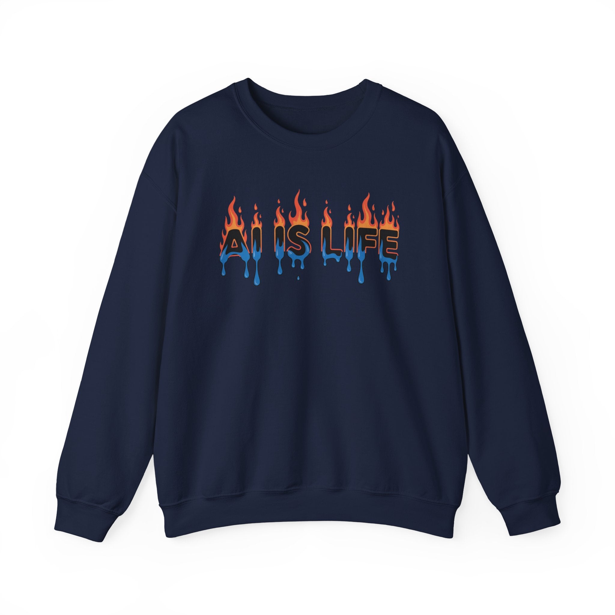 AI IS LIFE – “AI MELTDOWN” Unisex Heavy Blend™ Crewneck Sweatshirt