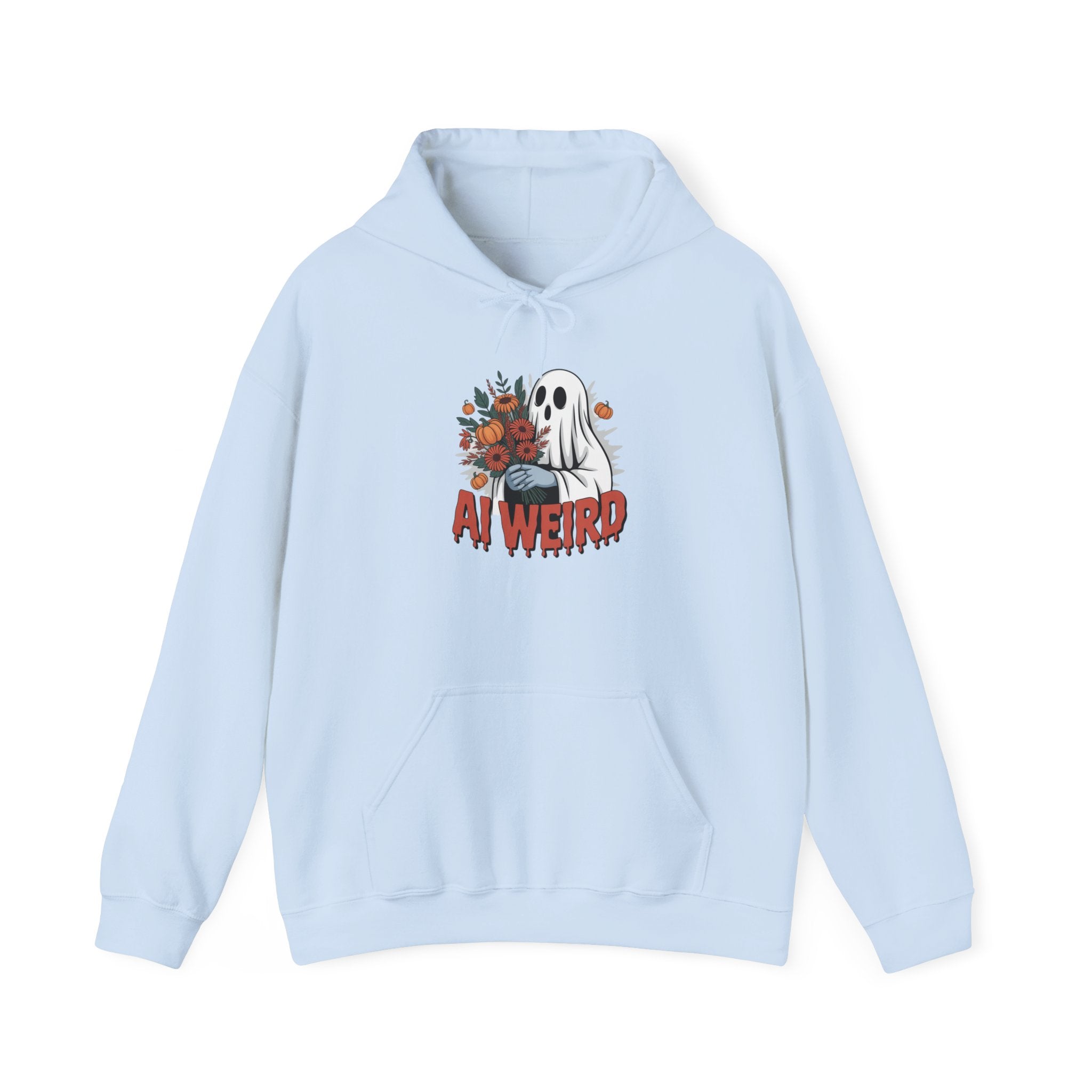 AI WEIRD  "Glitch Garden Ghost" Unisex Heavy Blend™ Hooded Sweatshirt