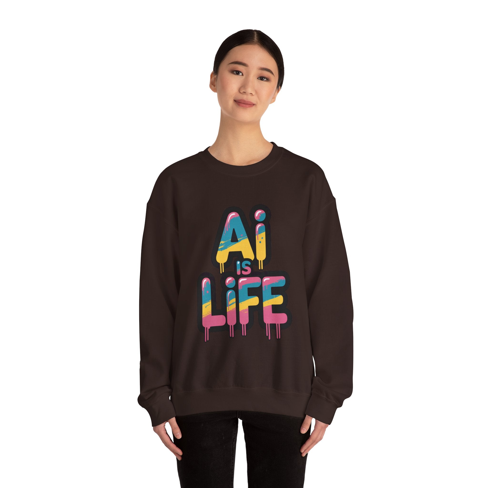 AI IS LIFE " Neon Circuit " Unisex Heavy Blend™ Crewneck Sweatshirt