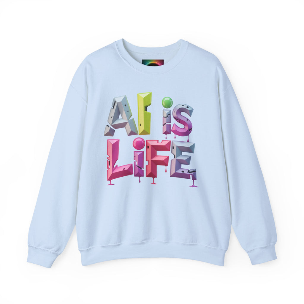 AI is LIFE "GRAFFITI DIMENSION" Colorful 3D Typography Crewneck Sweatshirt