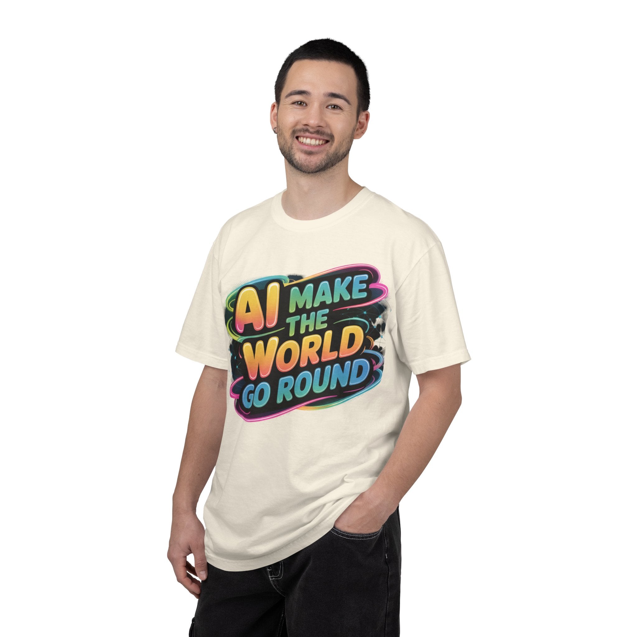 AI MAKE THE WORLD GO ROUND  "Techno Orbit" Unisex Garment-Dyed T-shirt