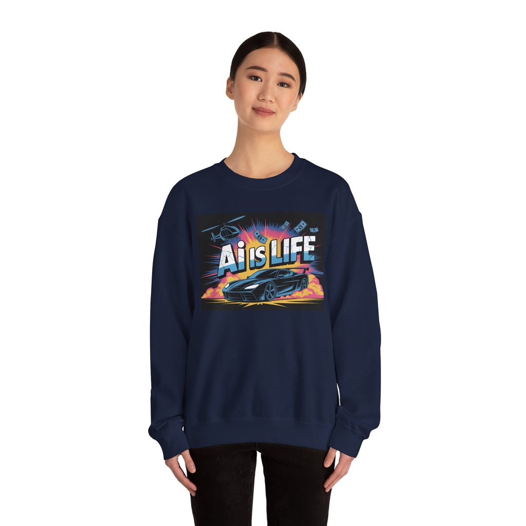 AI Is Life  "Action Mode”  Unisex Heavy Blend™ Crewneck Sweatshirt