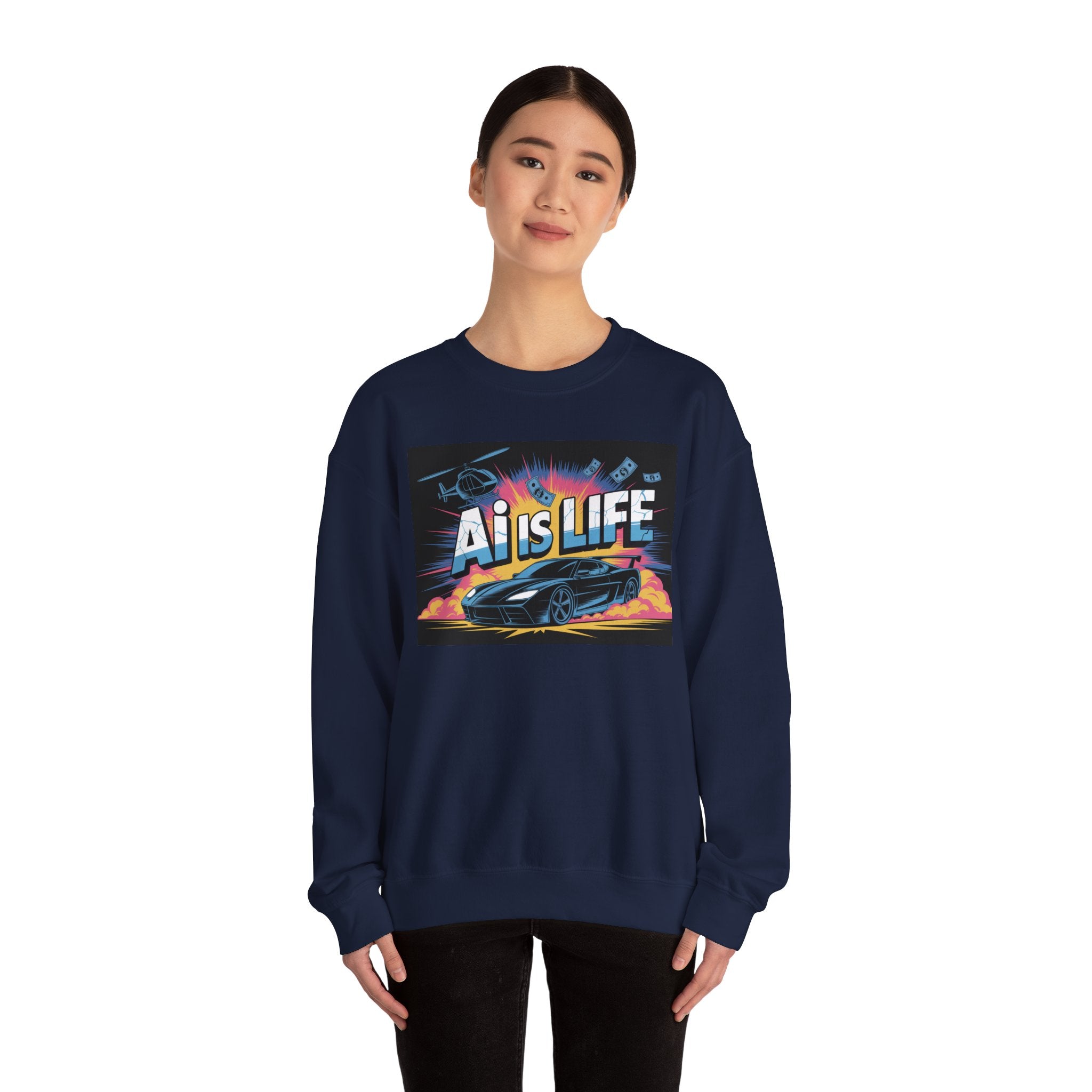 AI Is Life  "Action Mode”  Unisex Heavy Blend™ Crewneck Sweatshirt