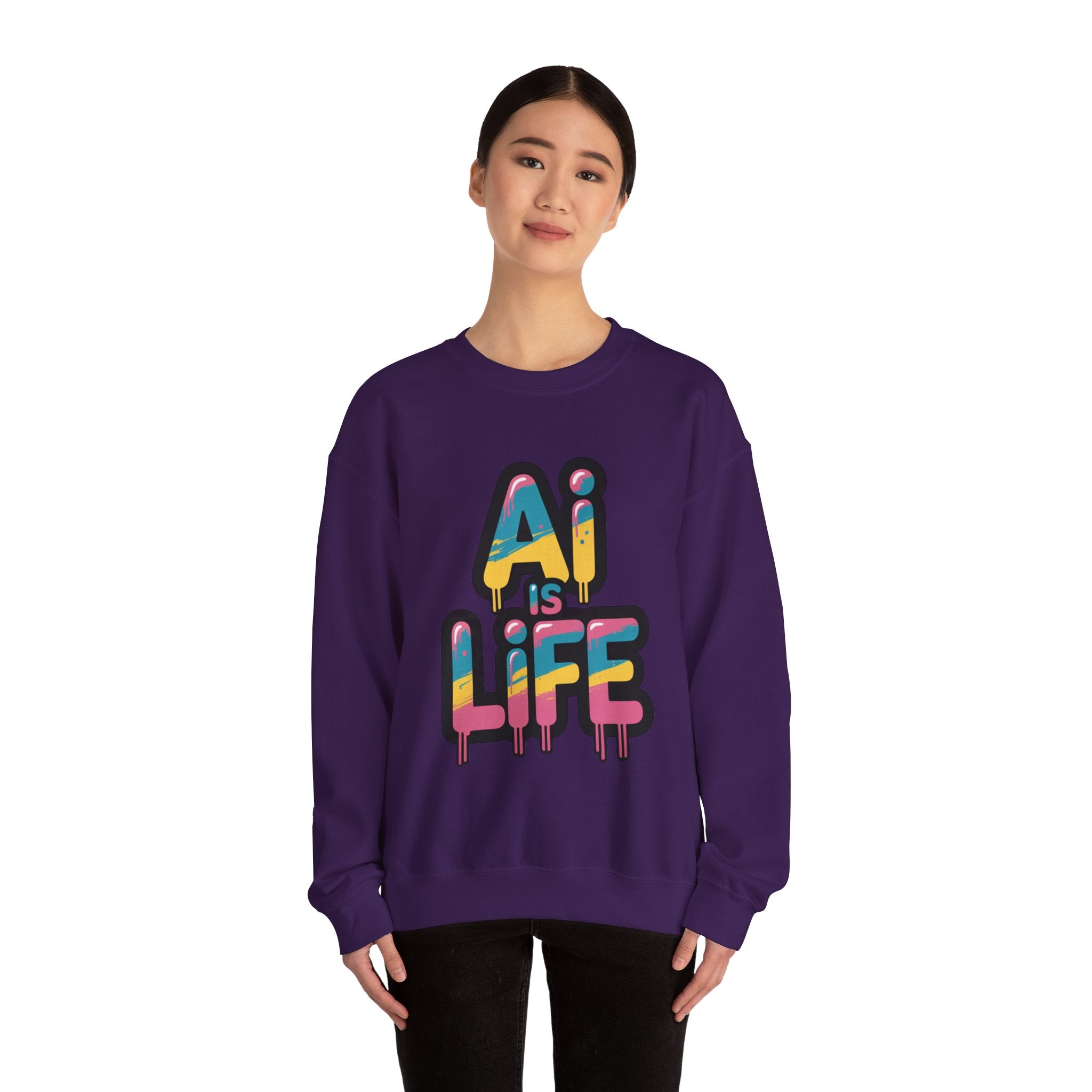 AI IS LIFE " Neon Circuit " Unisex Heavy Blend™ Crewneck Sweatshirt